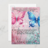 可愛い蝶ジェンダーリビールパーティの招待状 インビテーションポストカード (正面/裏面)