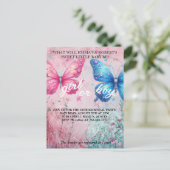 可愛い蝶ジェンダーリビールパーティの招待状 インビテーションポストカード (スタンド正面)