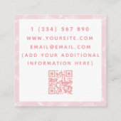 可愛い蝶パターン美学QRコードピンクを追加 スクエア名刺 (裏面)