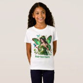 可愛い蝶ファンタジーユニコーン女の子カスタマイズ Tシャツ (正面フル)