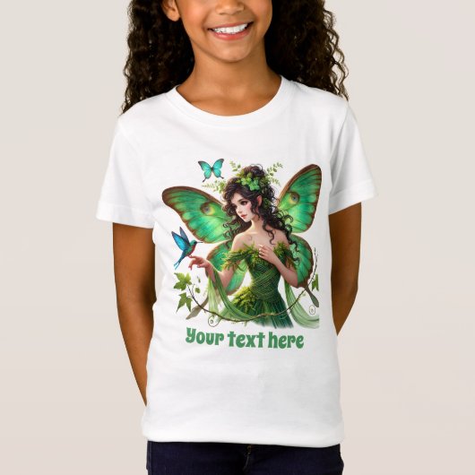 可愛い蝶ファンタジーユニコーン女の子カスタマイズ Tシャツ (正面)
