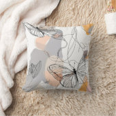 可愛い蝶ラインアートパターン クッション (ブランケット)