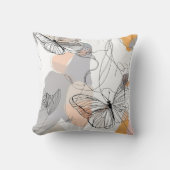 可愛い蝶ラインアートパターン クッション (正面)