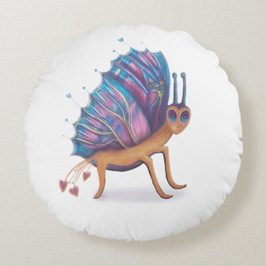 可愛い蝶 ラウンドクッション (正面)