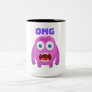 可愛い衝撃を受けたモンスターマおもしろいグ – OMGマンガのデザイン ツートーンマグカップ