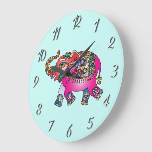 可愛い表示あなたの色を象の子供部屋 ラージ壁時計 (傾斜)