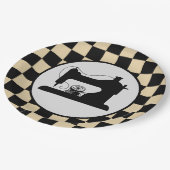 可愛い裁縫チェックパーティー ペーパープレート (アングル)