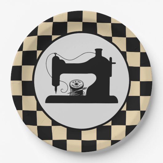 可愛い裁縫チェックパーティー ペーパープレート (正面)