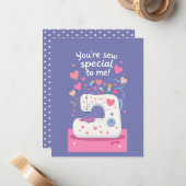 可愛い裁縫マシンバレンタインデー ノートカード (正面/裏面インサイチュ)