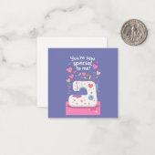 可愛い裁縫マシンバレンタインデー ノートカード (正面/裏面インサイチュ)