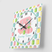 可愛い裁縫ルームの装飾メッセージの追加 スクエア壁時計 (傾斜)