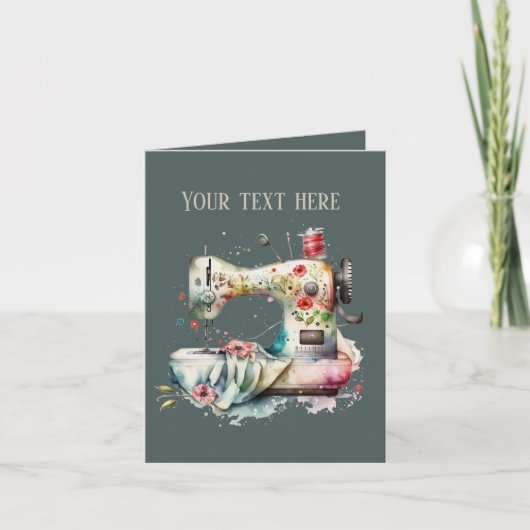 可愛い裁縫好きの人がメッセージを追加 カード (正面)