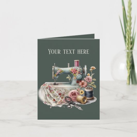 可愛い裁縫好きの人がメッセージを追加 カード (正面)