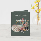 可愛い裁縫好きの人がメッセージを追加 カード (黄色い花)