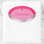 可愛い製品包装ラベルガーリーピンクとシルバー 楕円形シール (バッグ)