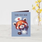 可愛い覗きナースメッセージを追加レッドパンダ カード (黄色い花)