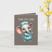 可愛い覗きナース追加メッセージ象 カード (黄色い花)