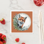 可愛い覗き見るウッドランドフォックスパーティー スタンダードカクテルナプキン (インサイチュ)