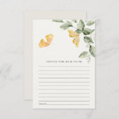 可愛い観葉蝶アドバイスマムベイビーシャワー エンクロージャーカード (正面/裏面)