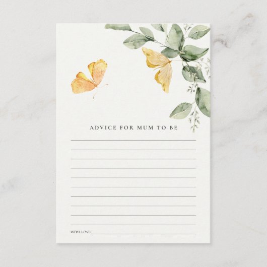 可愛い観葉蝶アドバイスマムベイビーシャワー エンクロージャーカード (正面)