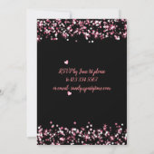 可愛い誕生日の招待ピンクの黒の編集可能 招待状 (裏面)