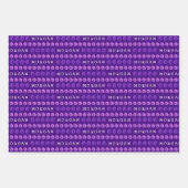 可愛い誕生日パープル3写真任意の年齢の追加の名前 ラッピングペーパーシート (正面2)