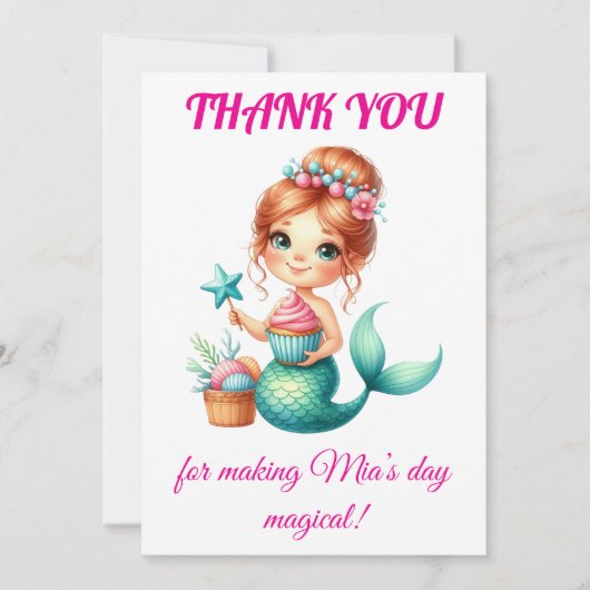 可愛い誕生日人魚サンクスカード 🧜♀️💖 サンキューカード (正面)