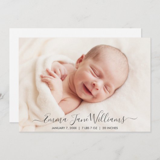 可愛い誕生発表写真カード 案内状 (正面/裏面)