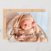 可愛い誕生発表写真カード – Hello world 案内状 (正面/裏面)