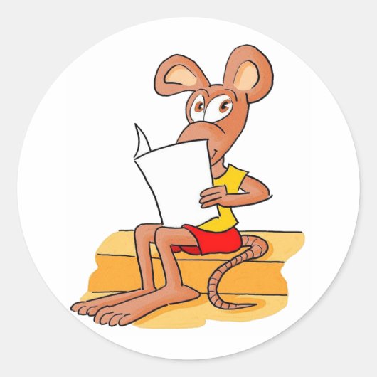 可愛い読ネズミ ラウンドシール (正面)