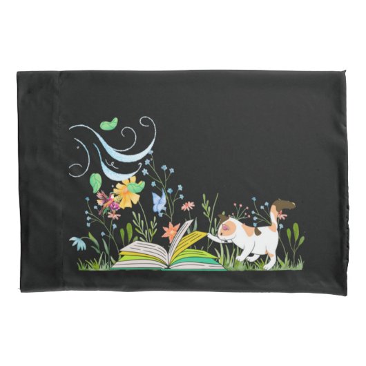 可愛い読子猫の庭 枕カバー (正面)