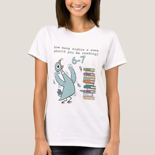 可愛い読書のミーム – 1週間に6〜7晩 – かわいい本 Tシャツ (正面)