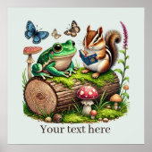 可愛い読木版動物のカスタマイズ ポスター (正面)