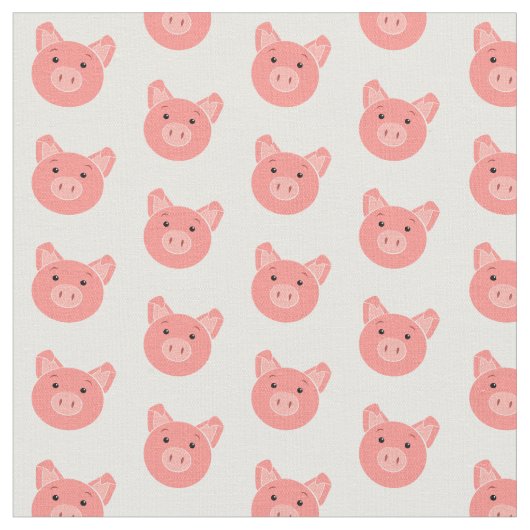 可愛い豚の柄を持つピンク色の顔 ファブリック (クローズアップ)