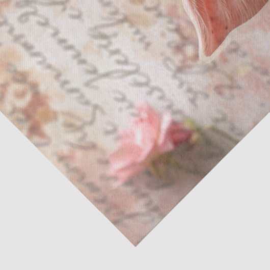 可愛い豚赤面ピンクの花みすぼらしいデコパージュ 薄葉紙 (詳細)