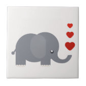 可愛い象とハートお洒落愛 タイル (正面)
