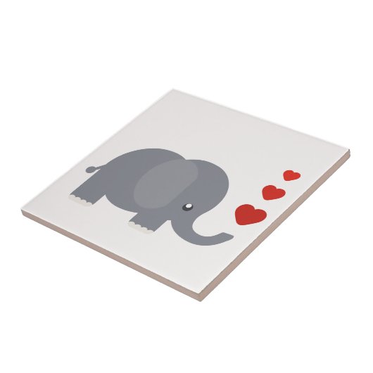 可愛い象とハートお洒落愛 タイル (側面)
