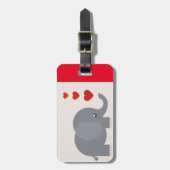 可愛い象とハートお洒落愛 ラゲッジタグ (正面縦)