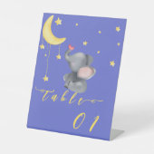 可愛い象と小さな蝶の赤ちゃんシャワーテーブル 台座サイン (正面)