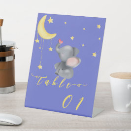 可愛い象と小さな蝶の赤ちゃんシャワーテーブル 台座サイン