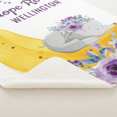 可愛い象のバナナ+紫の花+名前 シェルパブランケット (3/4)