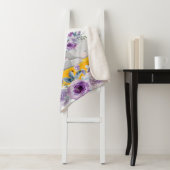 可愛い象のバナナ+紫の花+名前 シェルパブランケット (インサイチュ)