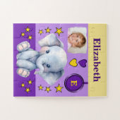 可愛い象の写真名パープルイエローキッズ ジグソーパズル (横)