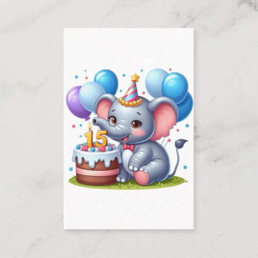 可愛い象の十五歳の誕生日 名刺 (正面)
