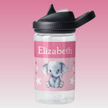 可愛い象の名前を追加する星の子供ピンク ウォーターボトル<br><div class="desc">CamelBak Eddy®水子供へ瓶。名前を付けてパーソナライズピンクと白の色の星を持つ可愛い象を特徴とする水瓶。</div>