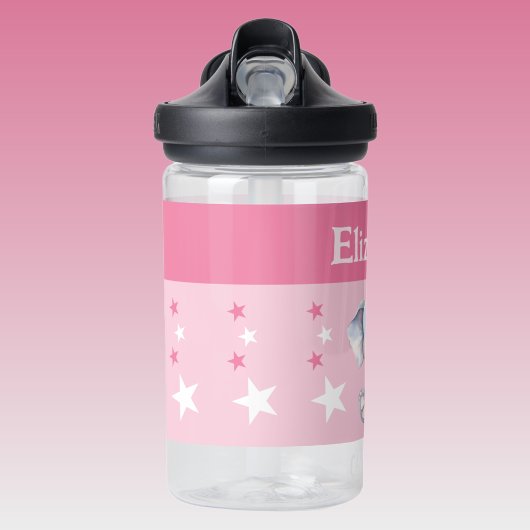 可愛い象の名前を追加する星の子供ピンク ウォーターボトル