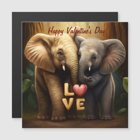 可愛い象の愛の磁気カード (正面/裏面)