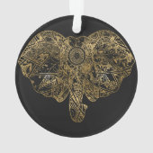 可愛い象の手描きヘナフローラ オーナメント (裏面)