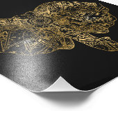 可愛い象の手描きヘナフローラ フォトプリント            (角)