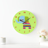 可愛い象の時計子供部屋やキッズルーム ラージ壁時計 (ホーム)